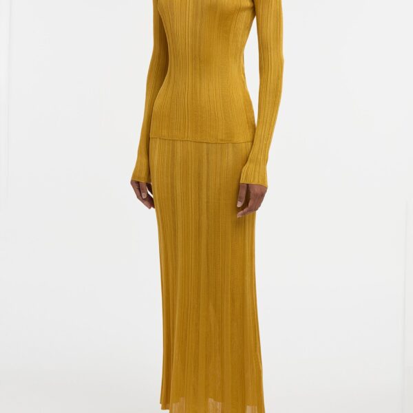 Aveda Knit Mockneck Sweater in Golden Birch Silk
