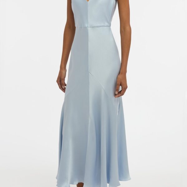 Brigita Slip Dress in Light Blue Silk Satin