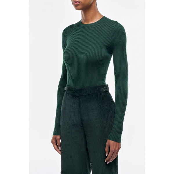 Browning Knit Sweater in English Green Cashmere Silk