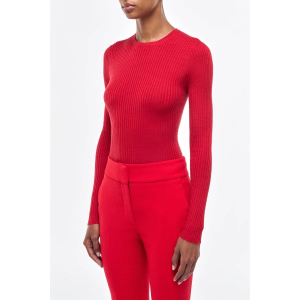 Browning Knit Sweater in Scarlet Red Cashmere Silk