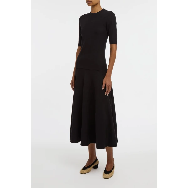 Cairan Knit Maxi Skirt in Black Merino Wool