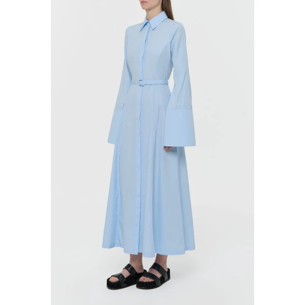 Carmina Maxi Shirtdress in Light Blue Sea Island Cotton
