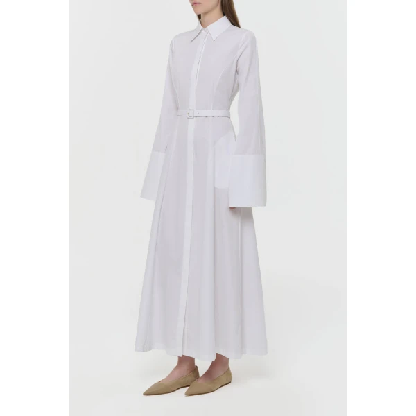 Carmina Maxi Shirtdress in White Sea Island Cotton