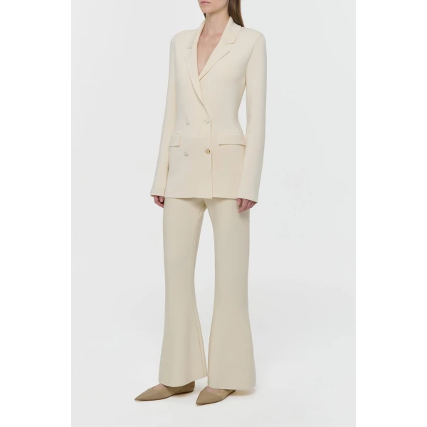 Ceto Knit Blazer in Off White Merino Wool Cashmere