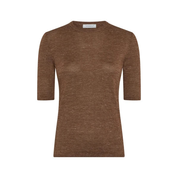 Gabriela Hearst Chryse Knit T-Shirt in Chestnut Cashmere Silk with Hemp