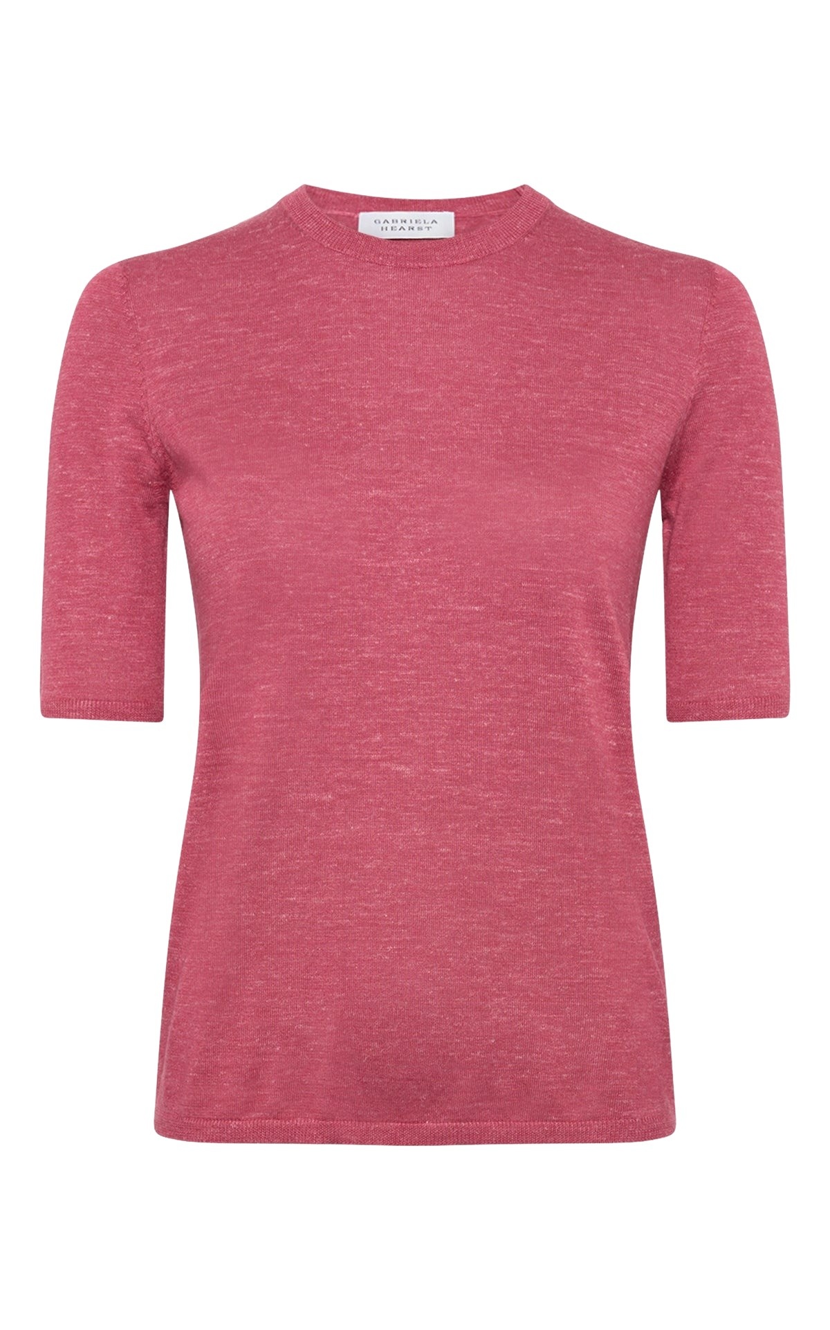 Gabriela Hearst Chryse Knit T-Shirt in Fuchsia Cashmere Silk with Hemp