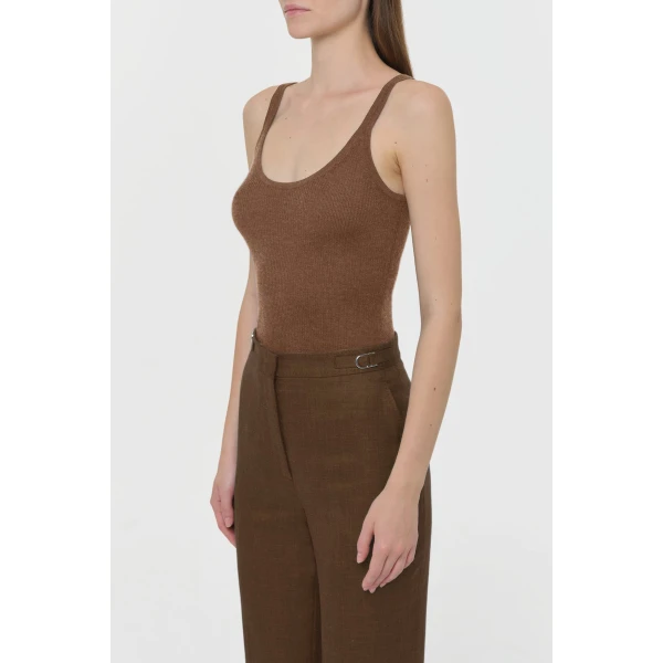 Cinxia Knit Tank Top in Chestnut Cahmere Silk with Hemp