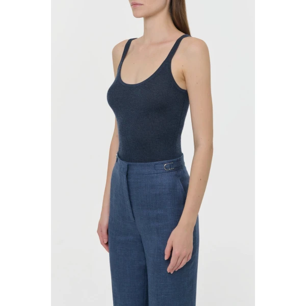 Cinxia Knit Tank Top in Denim Cashmere Silk