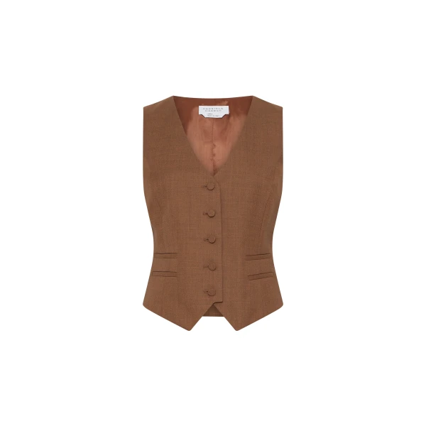 Gabriela Hearst Coleridge Vest in Chestnut Wool Silk, view 6