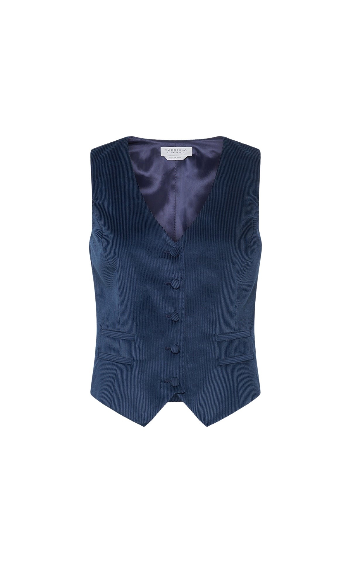 Gabriela Hearst Coleridge Vest in Electric Navy Sea Island Cotton Corduroy