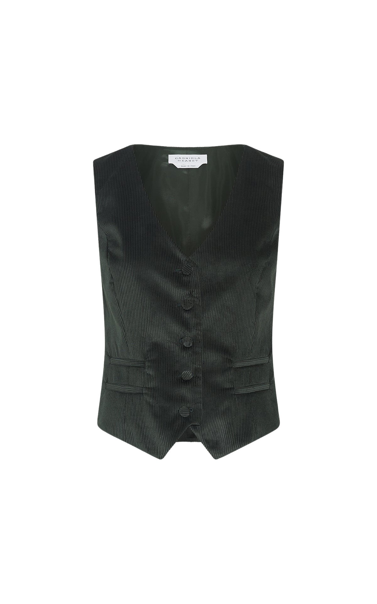 Gabriela Hearst Coleridge Vest in English Green Sea Island Cotton Corduroy