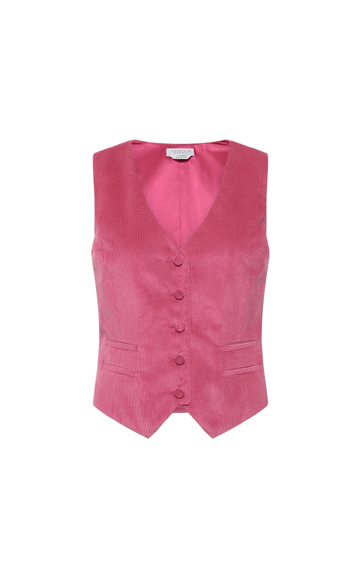 Gabriela Hearst Coleridge Vest in Fuchsia Sea Island Cotton Corduroy