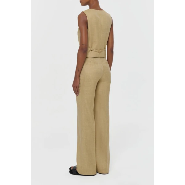 Coleridge Vest in Hay Virgin Wool Silk with Linen