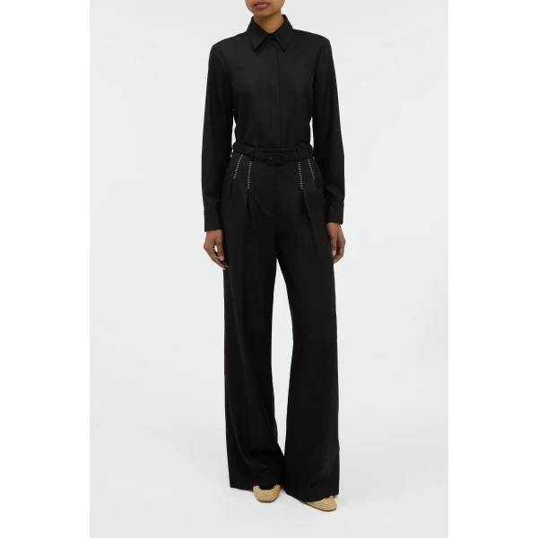 Cruz Shirt in Black & Camel Cashmere