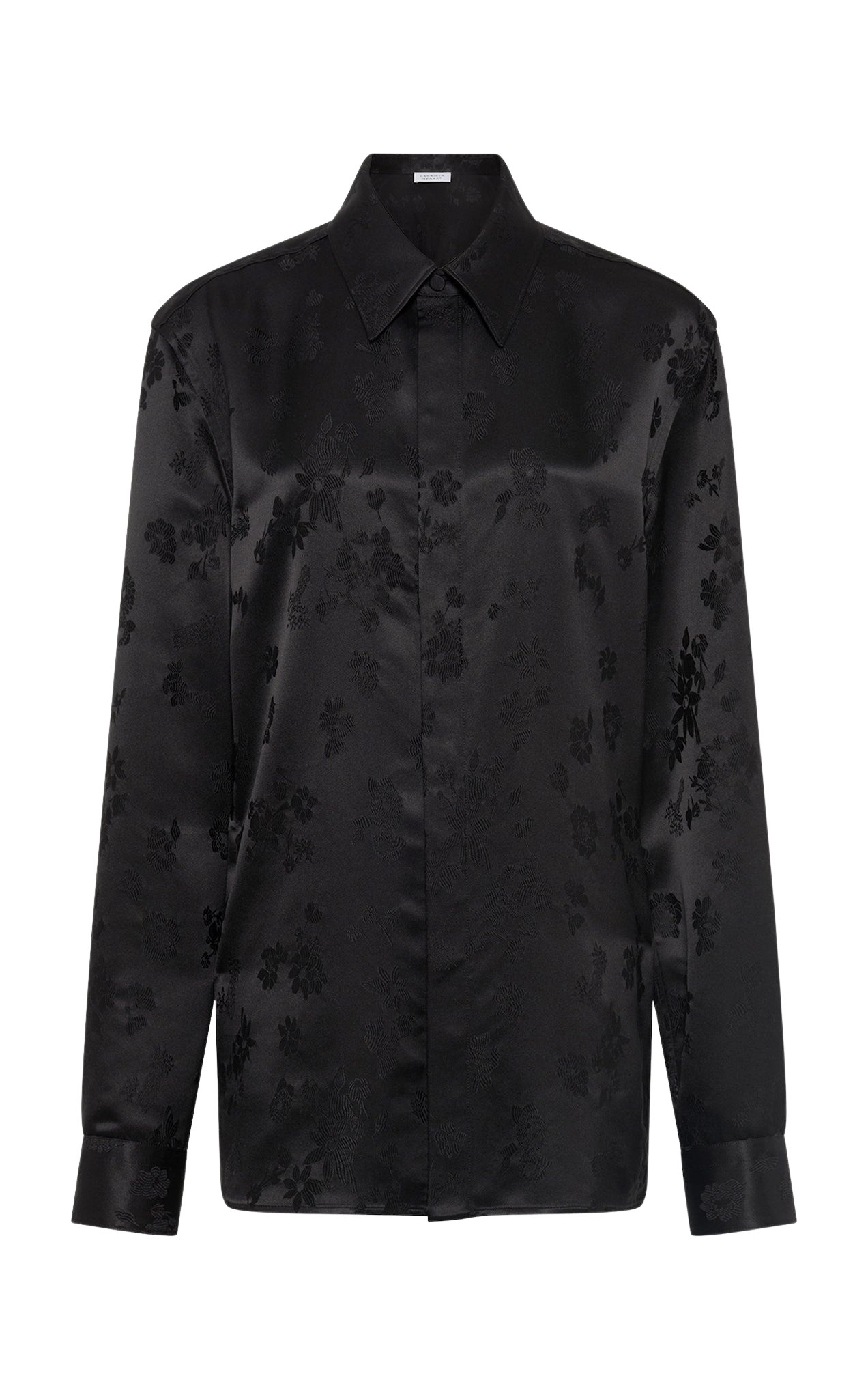 Gabriela Hearst Cruz Shirt in Black Embroidered Silk