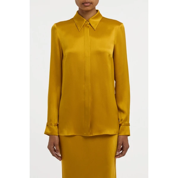 Cruz Shirt in Golden Birch Silk Satin
