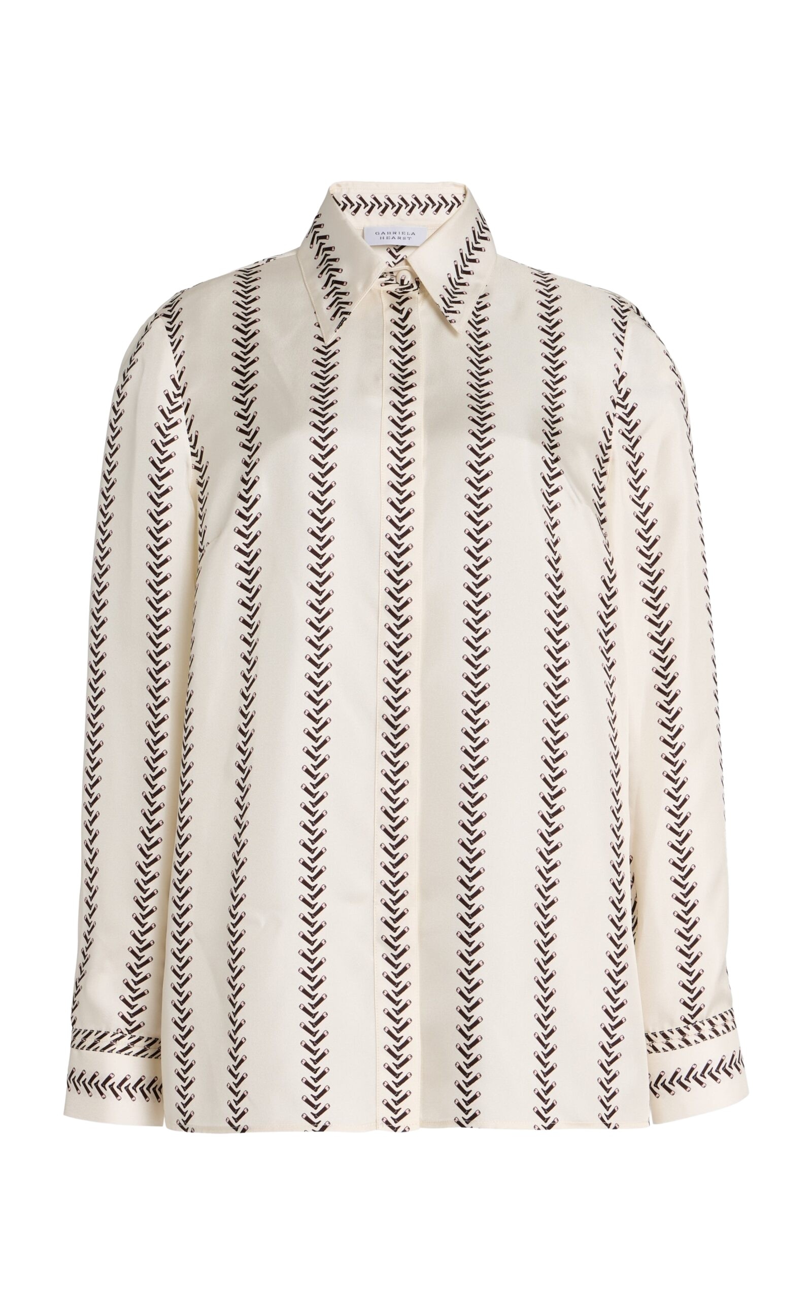 Gabriela Hearst Cruz Shirt in Ivory Multi Printed Silk Twill