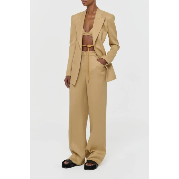 Epona Rope Blazer in Wheat Textured Linen Slub