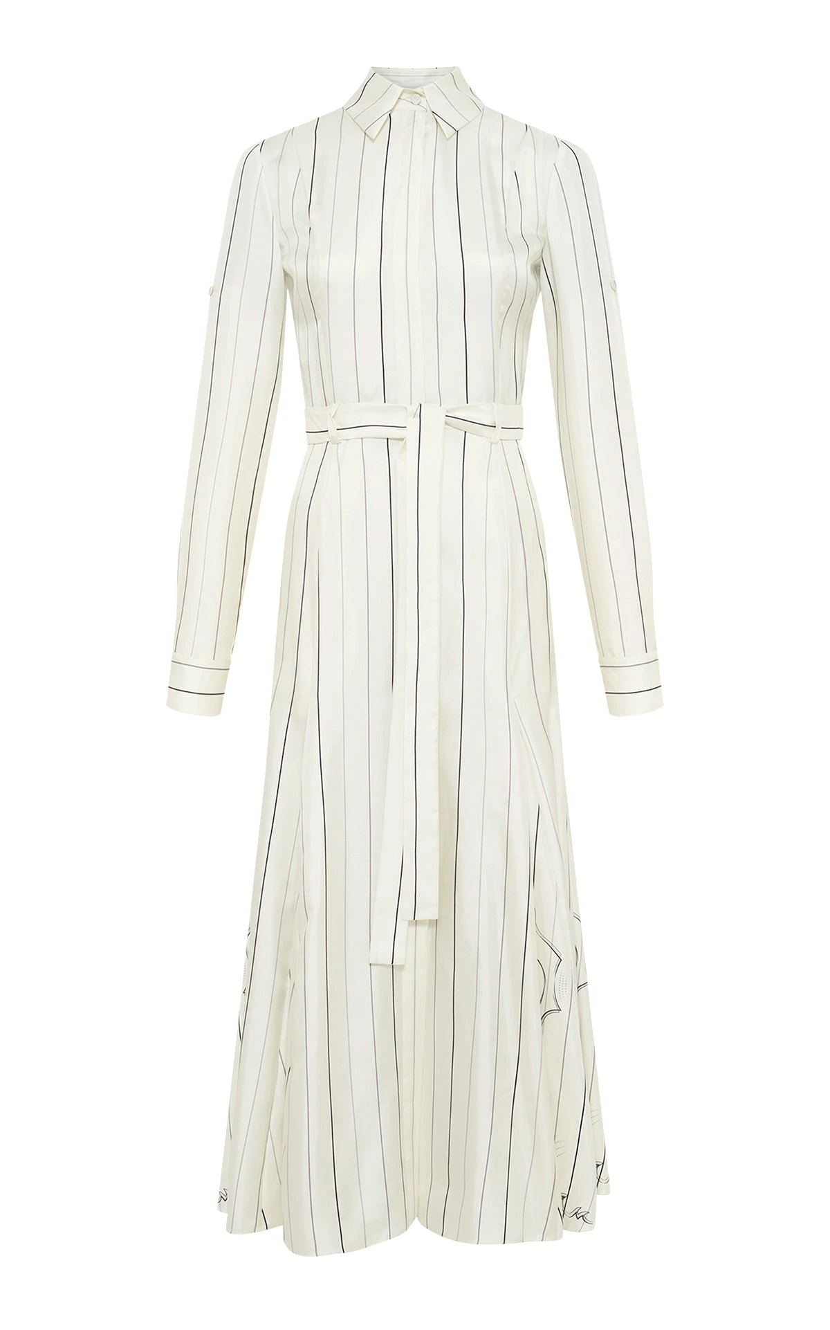 Gabriela Hearst Galway Shirtdress in Ivory Multi Pinstripe Silk Twill Gabriela Hearst
