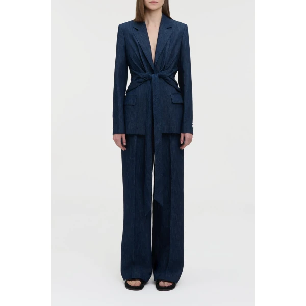 Grant Knotted Blazer in Recycled Cotton Denim