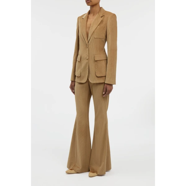 Ianthe Flare Pant in Camel Sea Island Cotton Corduroy