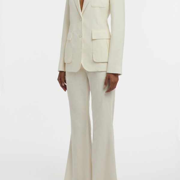 Ianthe Flare Pant in Ivory Sea Island Cotton Corduroy