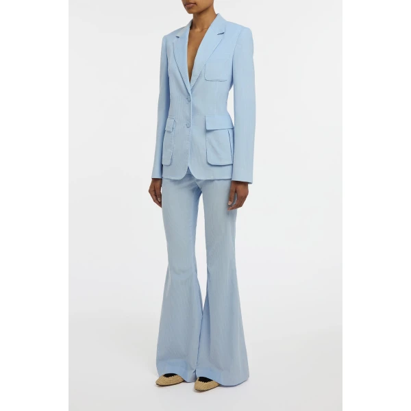 Ianthe Flare Pant in Light Blue Sea Island Cotton Corduroy