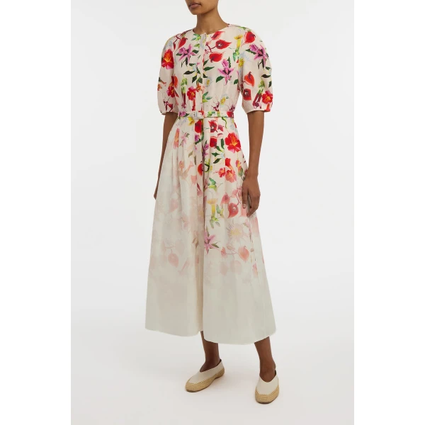 Ignis Maxi Shirtdress in Uruguayan Flowers Printed Linen