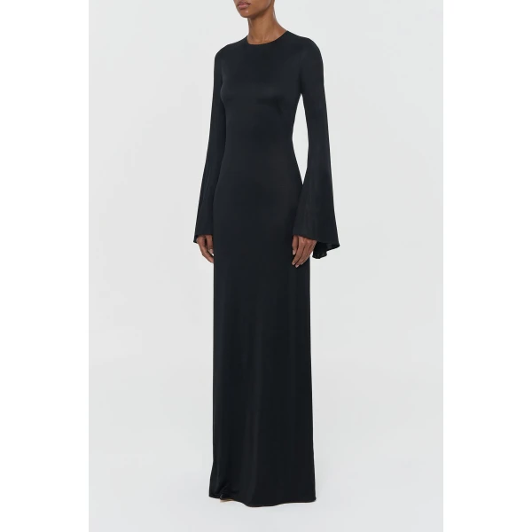 Imara Maxi Dress in Black Silk Jersey