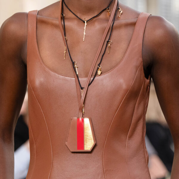 Isai Maxi Dress In Cognac Nappa Leather
