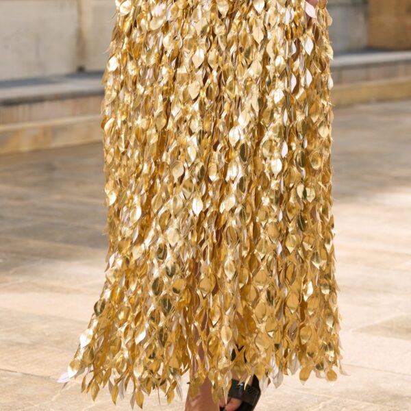 Isai Maxi Dress in Metallic Gold Linen Twill