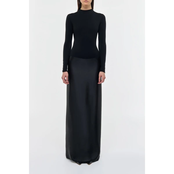 Jessamy Maxi Dress in Black Silk Satin