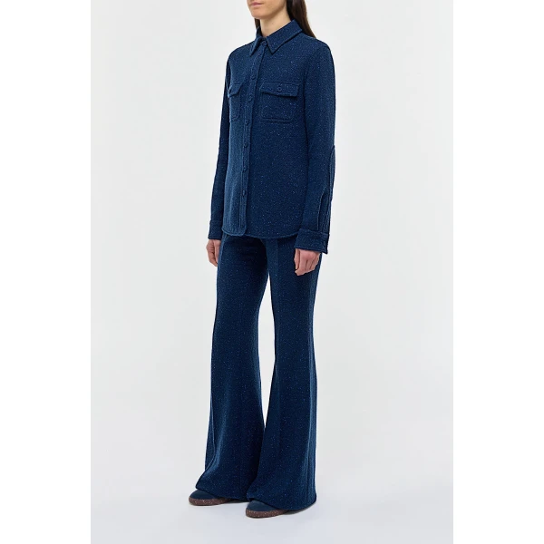 John Austin Shirt in Electric Navy Speckled Cashmere