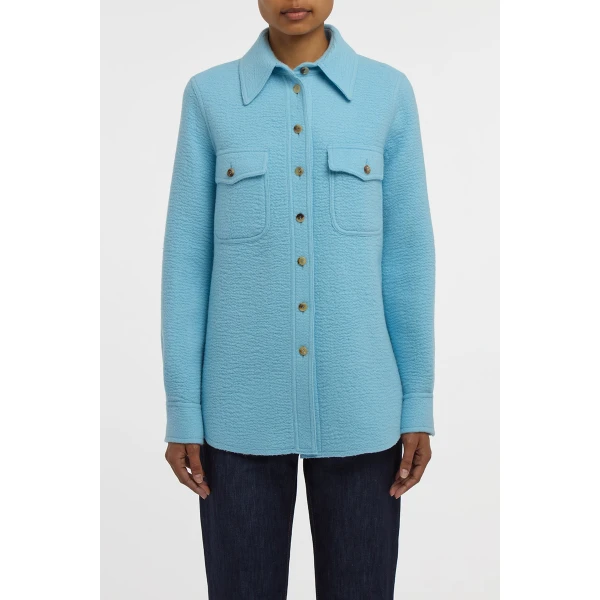 John Austin Shirt in Light Blue Cashmere Felt