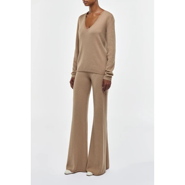 Kaulike Knit Pants in Camel Brushed Cashmere
