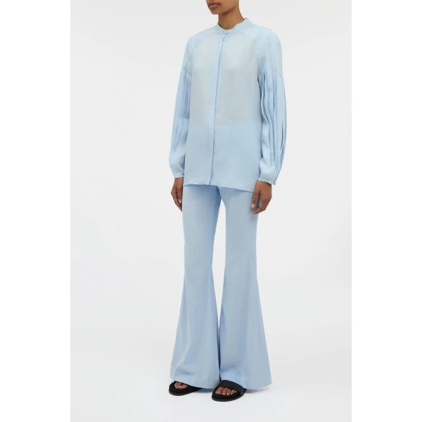 Laetitia Blouse in Light Blue Aloe Linen