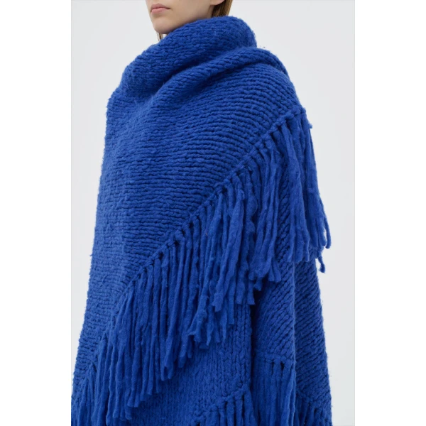 Lauren Knit Wrap in Cobalt Welfat Cashmere