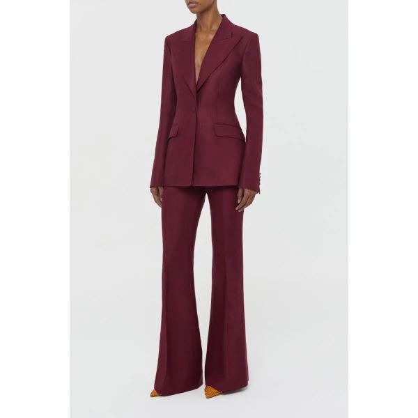 Leiva Blazer in Bordeaux Linen Twill