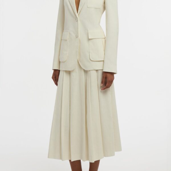 Louisa Blazer in Ivory Sea Island Cotton Corduroy