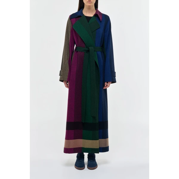 Lyra Trench Coat in Multi Cashmere