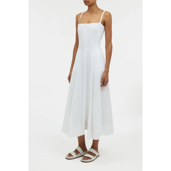 Magritte Dress in White Aloe Linen