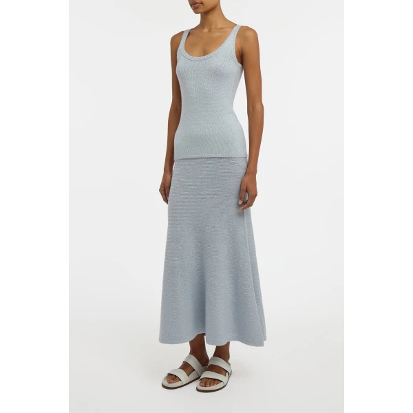 Manni Knit Maxi Skirt in Light Blue Cashmere