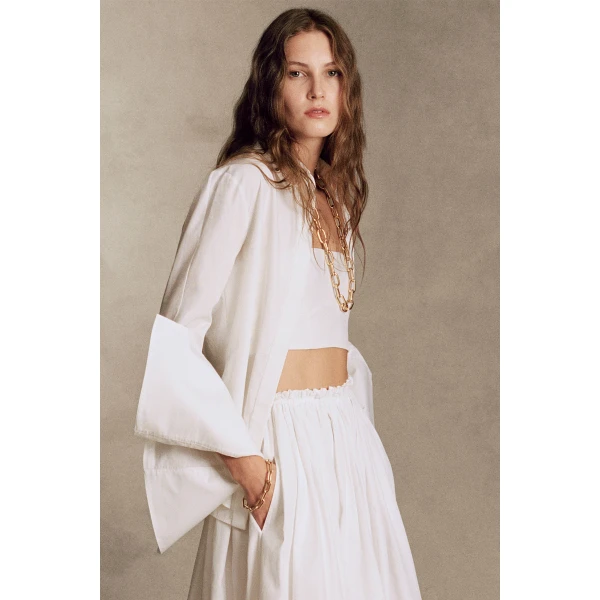 Gabriela Hearst Nadir Top in White Sea Island Cotton, view 2