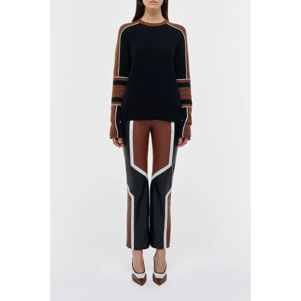 Navarre Moto Pant in Cognac & Black Textured Leather