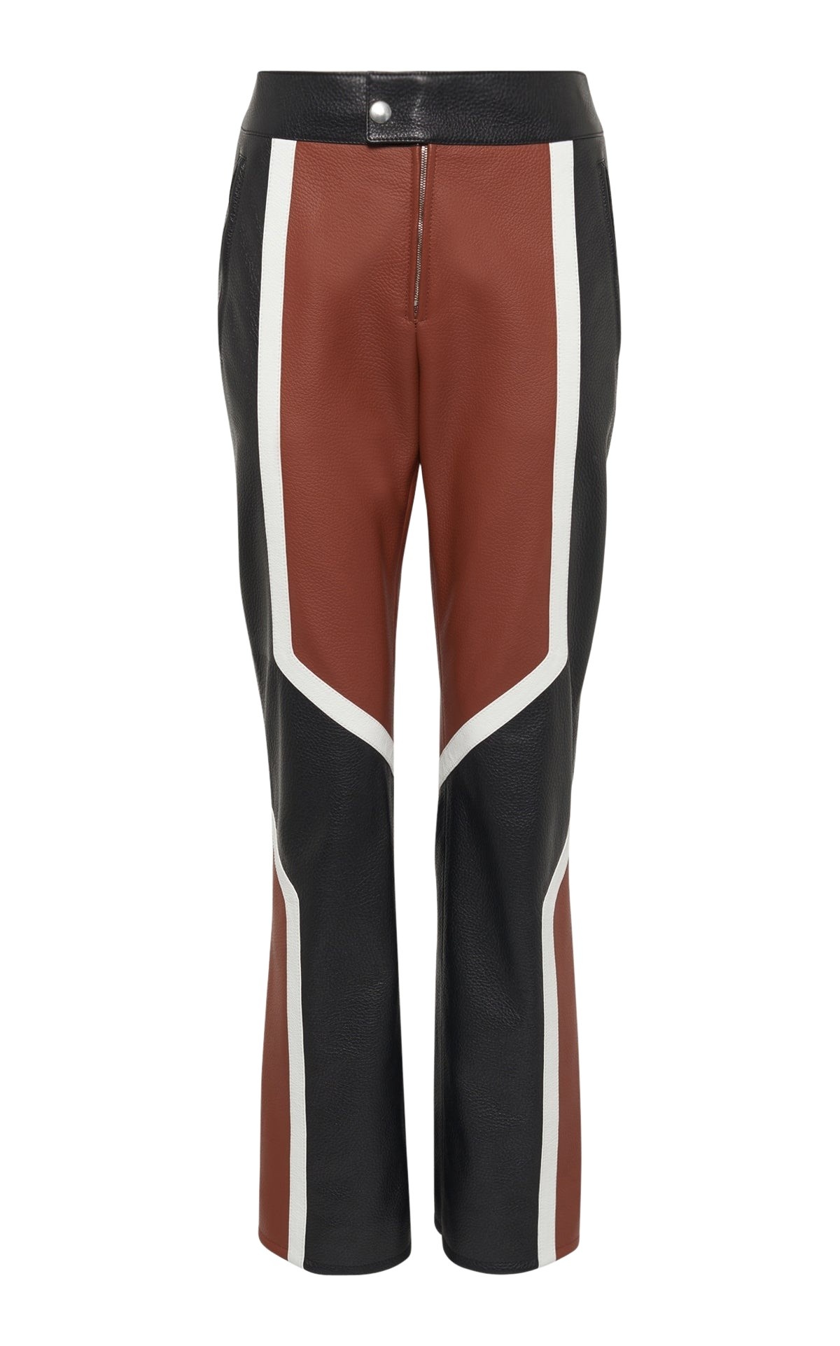 Gabriela Hearst Navarre Moto Pant in Cognac & Black Textured Leather