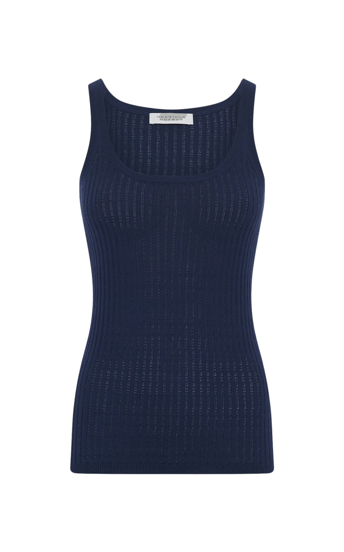 Gabriela Hearst Nevin Pointelle Knit Tank Top in Electric Navy Cashmere Silk