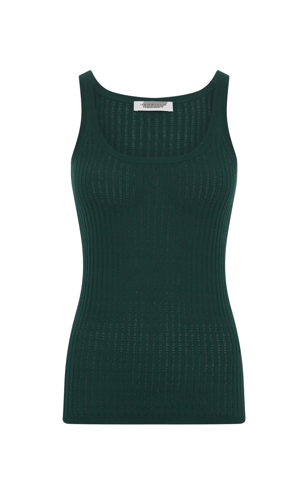 Gabriela Hearst Nevin Pointelle Knit Tank Top in English Green Cashmere Silk