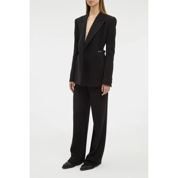 Norman Wide-leg Pant in Black Recycled Virgin Wool