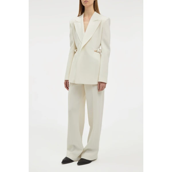Norman Wide-leg Pant in Ivory Recycled Virgin Wool