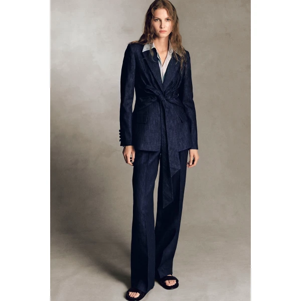 Gabriela Hearst Norman Wide-leg Pant in Recycled Cotton Denim, view 2